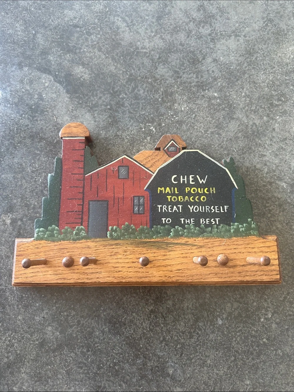 Rustic Farmhouse Wall Hook Rack in Red, Green and Black